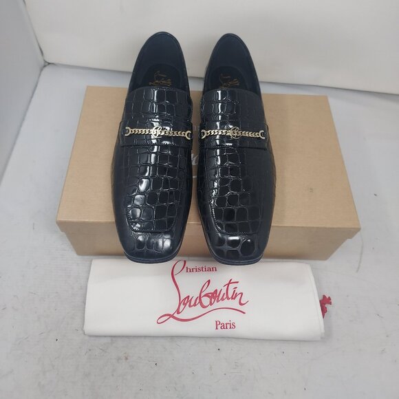 BLANK POST Christian Louboutin Mens MJ Moc Alligator Black Bit Loafer - Picture 1 of 7